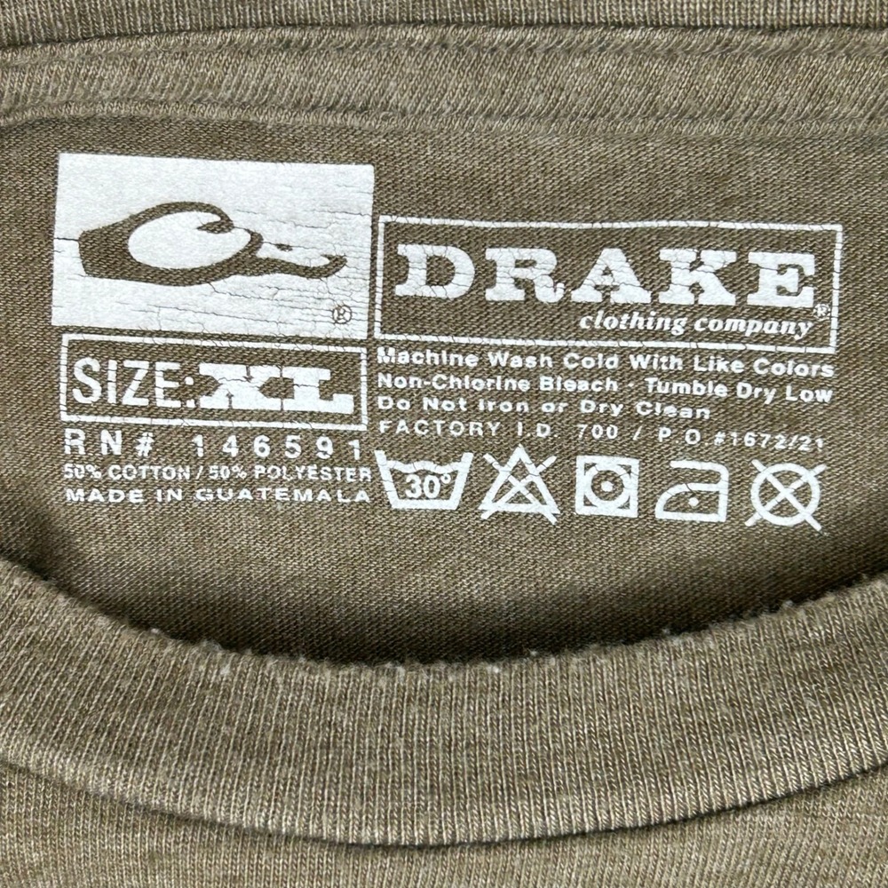 Drake Waterfowl Mens XL Graphic Pocket T-Shirt Brown Wood Duck Hunting Tee - Picture 3 of 8